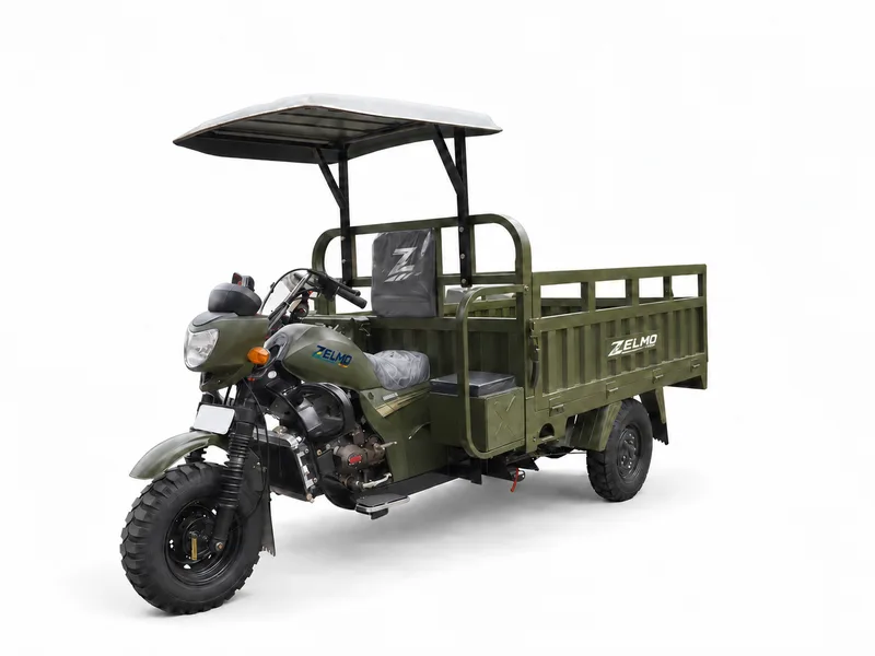 ZELMO canopy body olive front three-quarter view