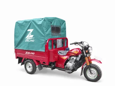 ZELMO covered cargo body red front three-quarter view