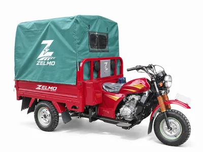 ZELMO covered cargo body red front three-quarter view