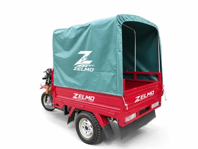 ZELMO covered cargo body red rear three-quarter view