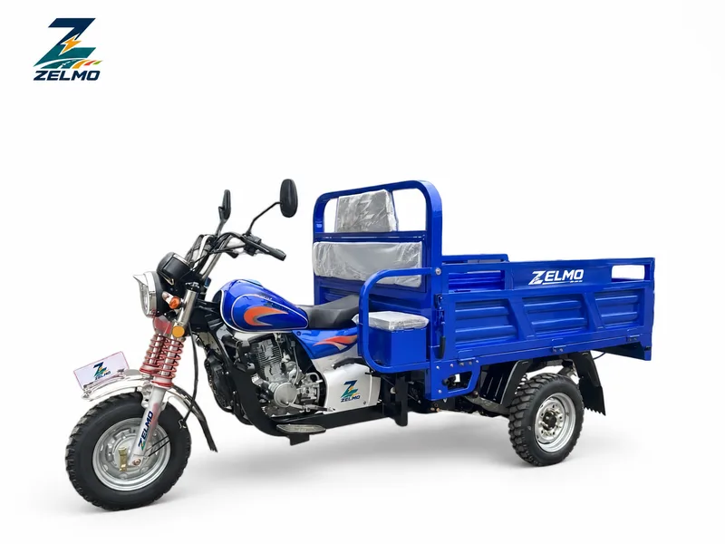 ZELMO open cargo body blue front three-quarter view