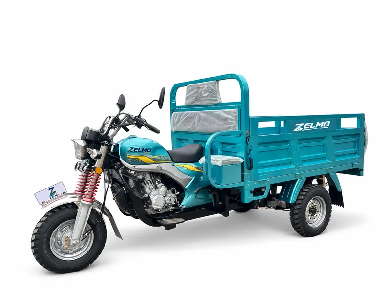ZELMO open cargo body teal front three-quarter view