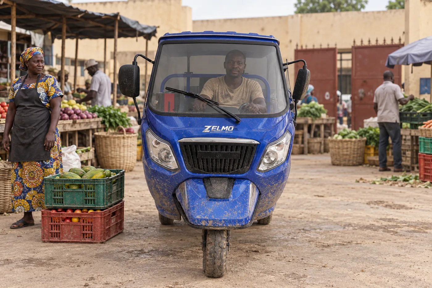 ZELMO canopy body blue front view · Market deliveries