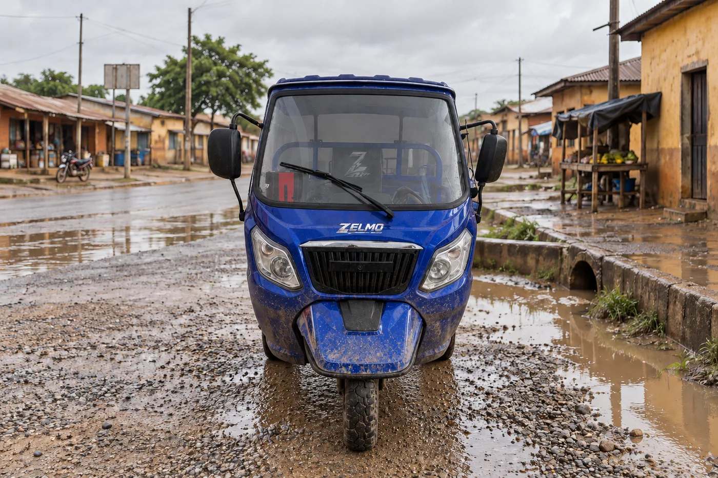 ZELMO canopy body blue front view · After the rain