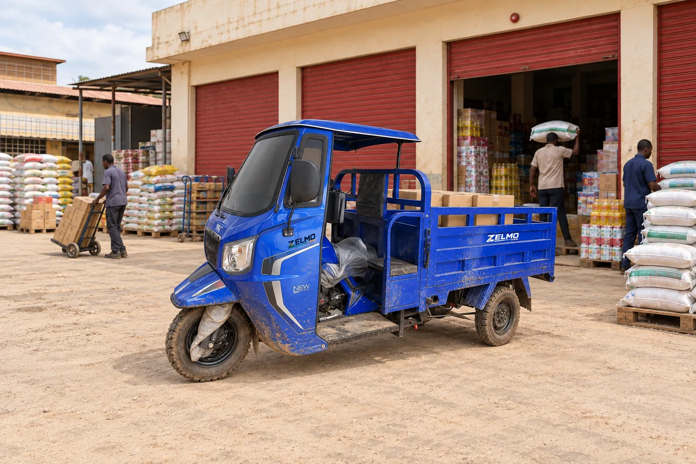 ZELMO canopy body blue front three-quarter view · Shop restocking