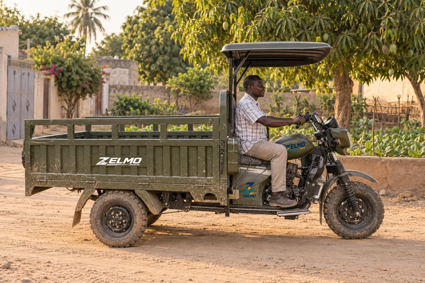ZELMO canopy body olive side view · Village roads