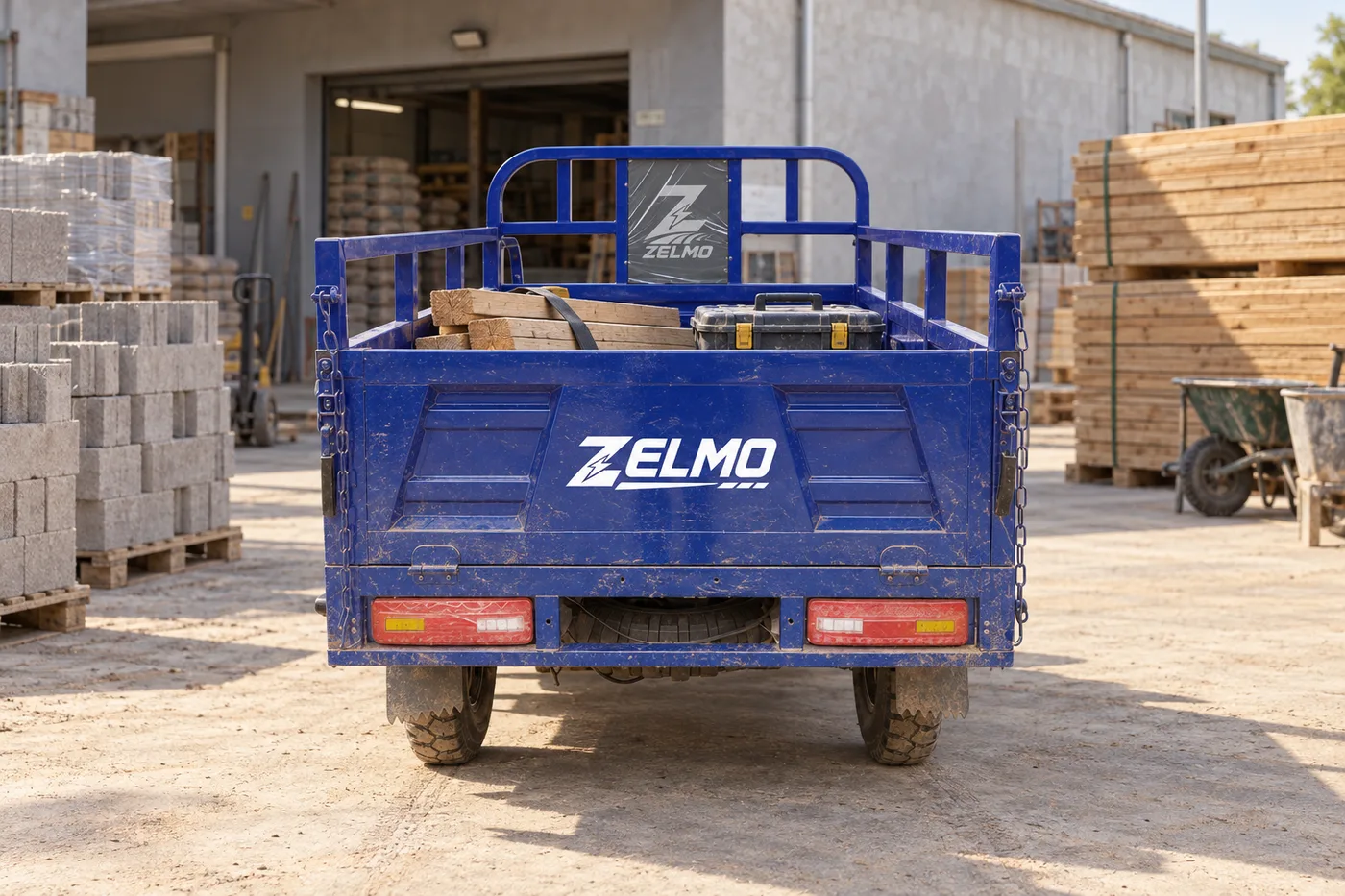 ZELMO utility body blue rear view · Neighbourhood supplies