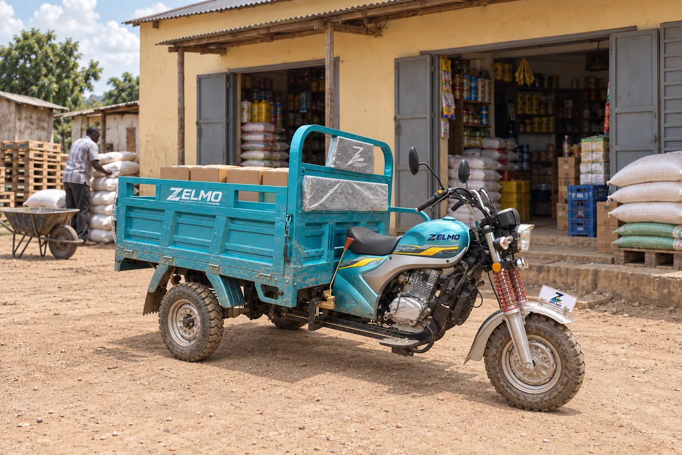 ZELMO open cargo body teal front three-quarter view · Shop restocking