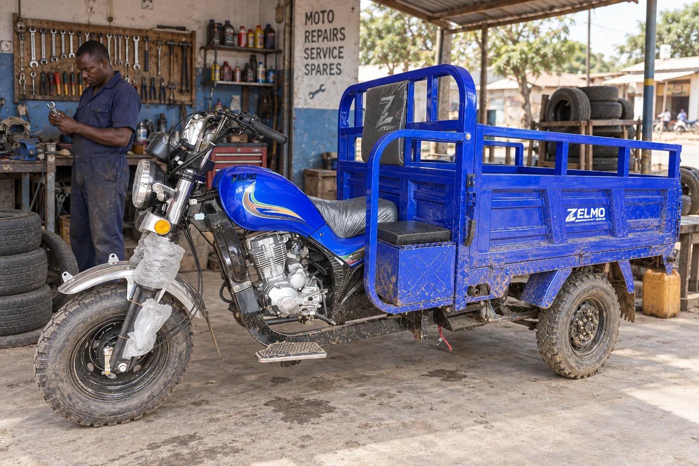 ZELMO body awaiting classification blue front three-quarter view · The local workshop