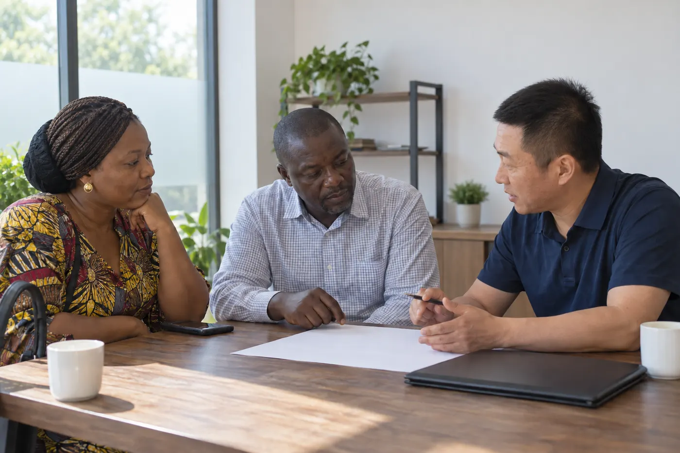 A buying discussion around a table